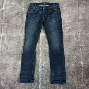 Mens Hudson Blake Slim Straight Dark Blue Stretch Denim Zip Fly Jeans Sz 30 X 34